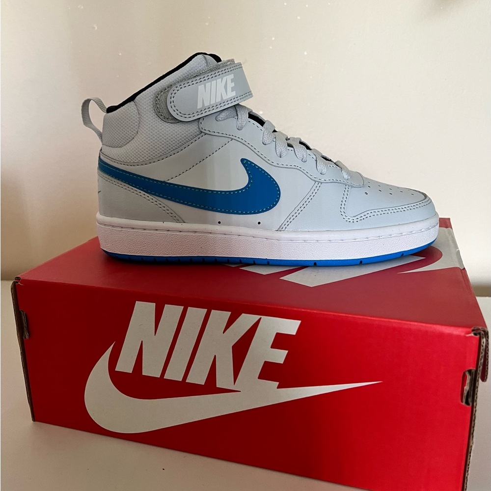Nike Gray and Blue Court Borough High-Top Sneakers